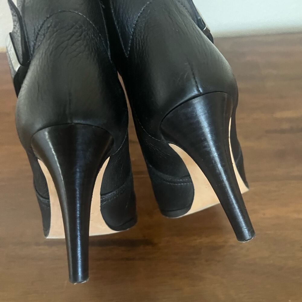 Christian Dior Leather Pull On Tall Black Heel Boots Sz 36 - Picture 11 of 13
